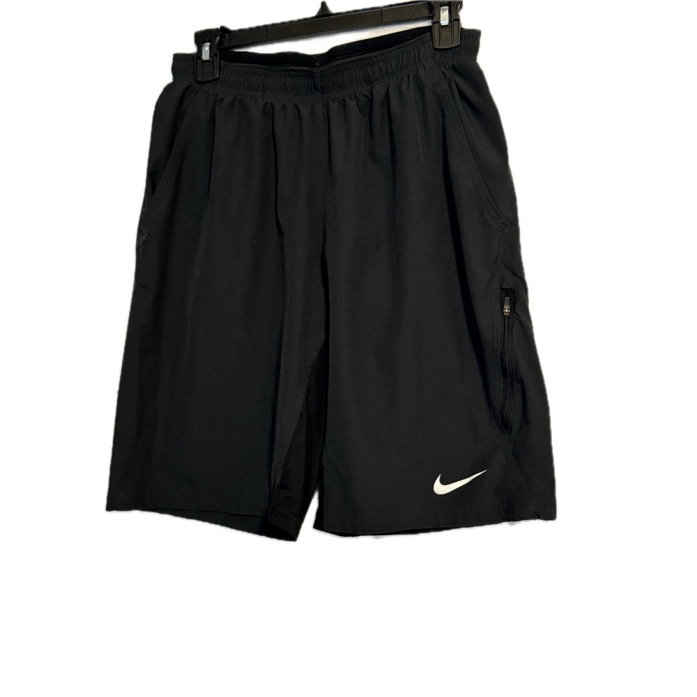 Nike Dri-FIT Mens Black Athletic Training Shorts Medium 10 Inseam Zip Pocket